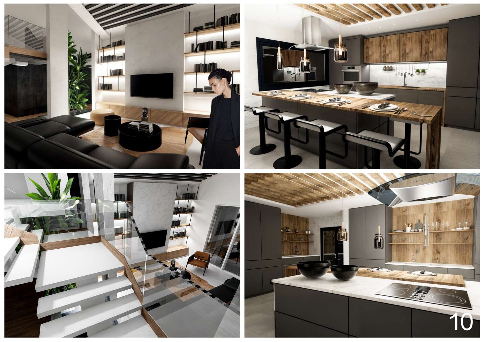 BioAltitudes — living room and kitchen renders